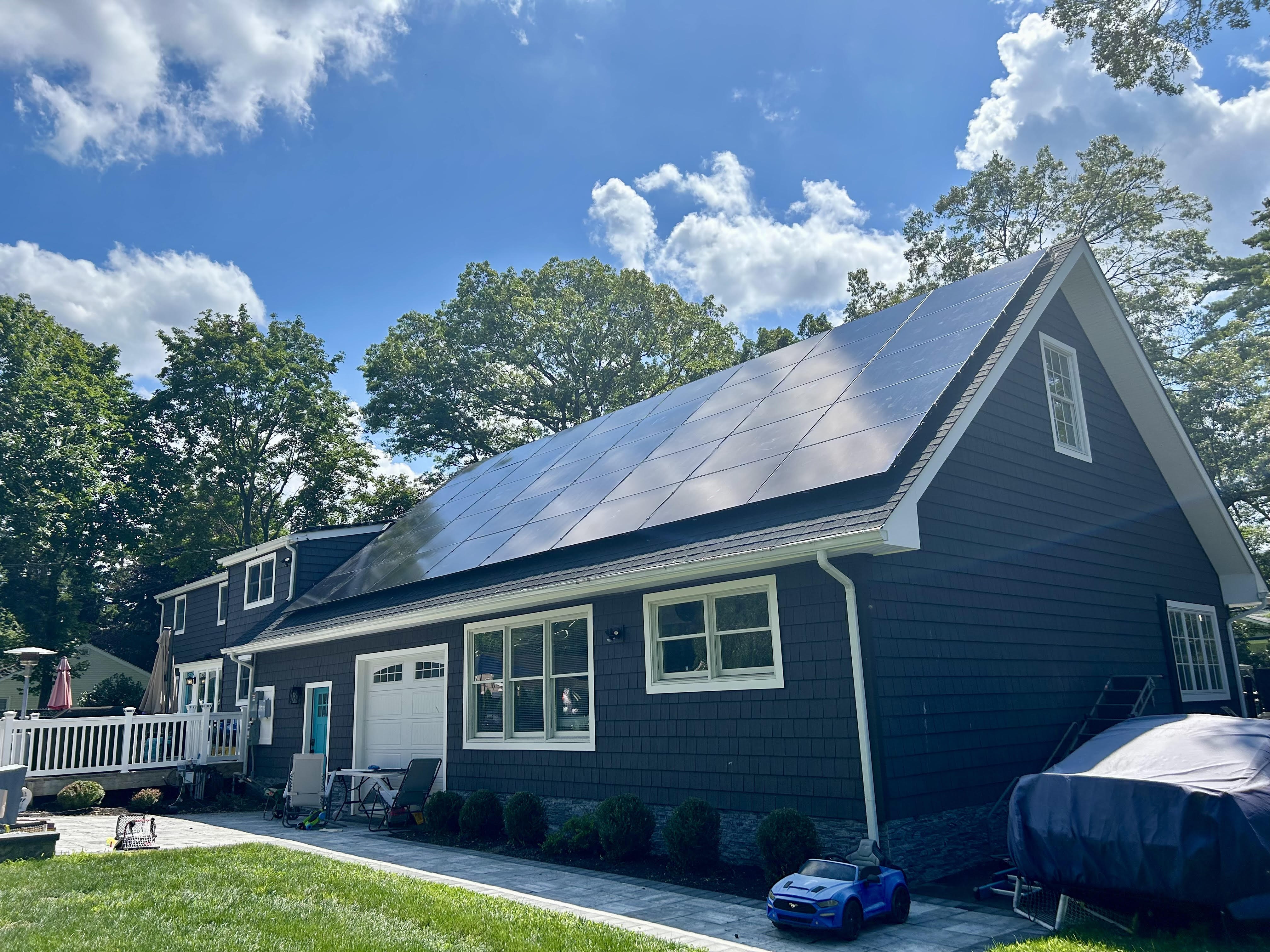 Completed solar installation, side view